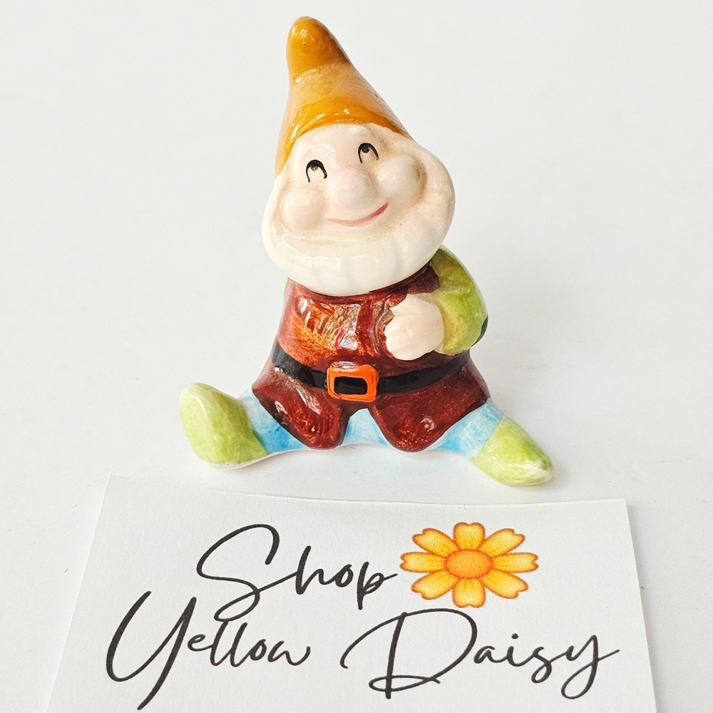 Vintage Disney‎ Happy Ceramic Figurine Snow White 7 Dwarfs Japan - M1103